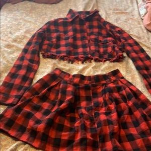 Plaid two piece set